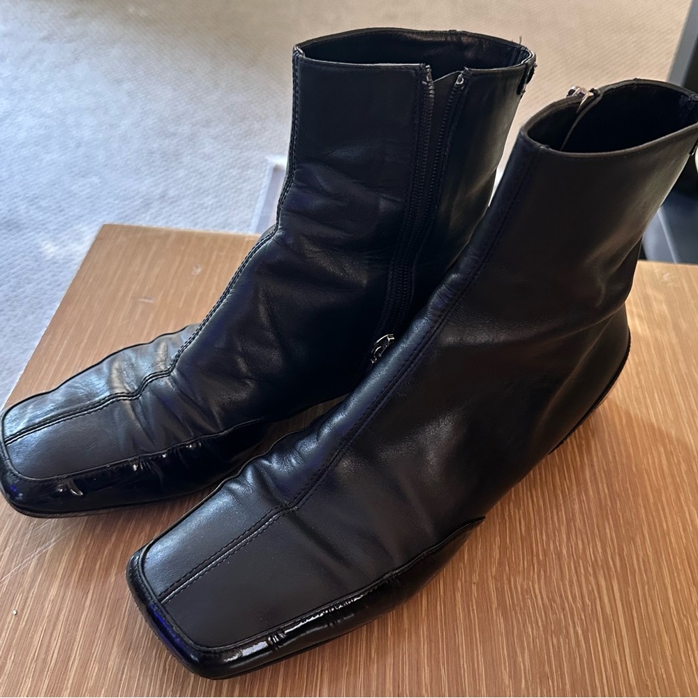 Vintage Versace Black Leather Ankle Boots